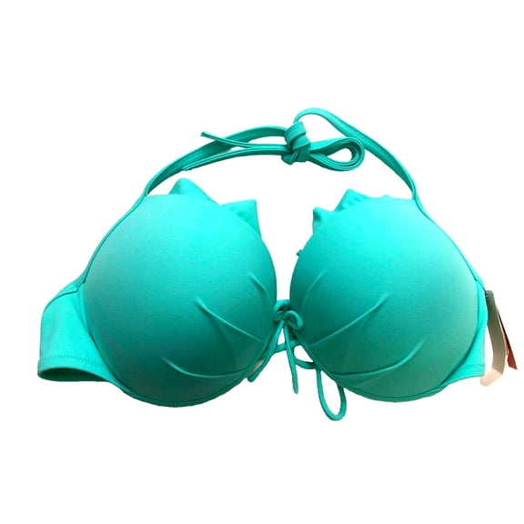 Victoria's Secret Swim Bikini Push-up Top Ruffle Trim Mint Frost Cup Size 38D NWT