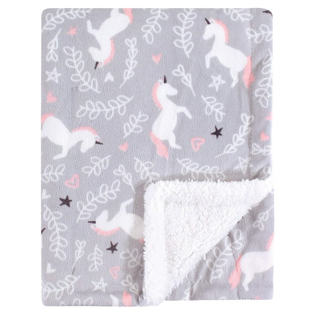 Manta sherpa Hudson Baby de felpa con visón y unicornio, 76 x 102 cm