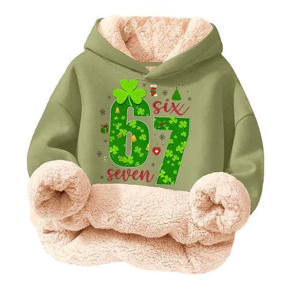 NAFUU Girl's 67 Hoodie Tops Girls Fleece Lined Hoodies Long Sleeve Hooded Sweatshirt Pullover Top For Kids Casual Winter Wear 3-4 Years
