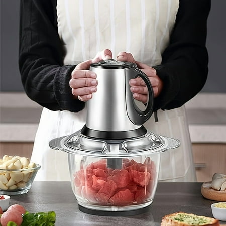 Heavy-Duty Electric Meat Grinder – Dual Bowls/Blades, 3-Speed Control. Stainless Steel, Easy-Clean. Versatile for Home/Commercial Use, Meat/Veggies/Dough/ Nuts