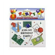 Sports-themed birthday party invitations, pack of 8