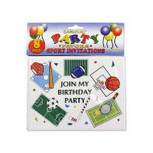Sports-themed birthday party invitations, pack of 8