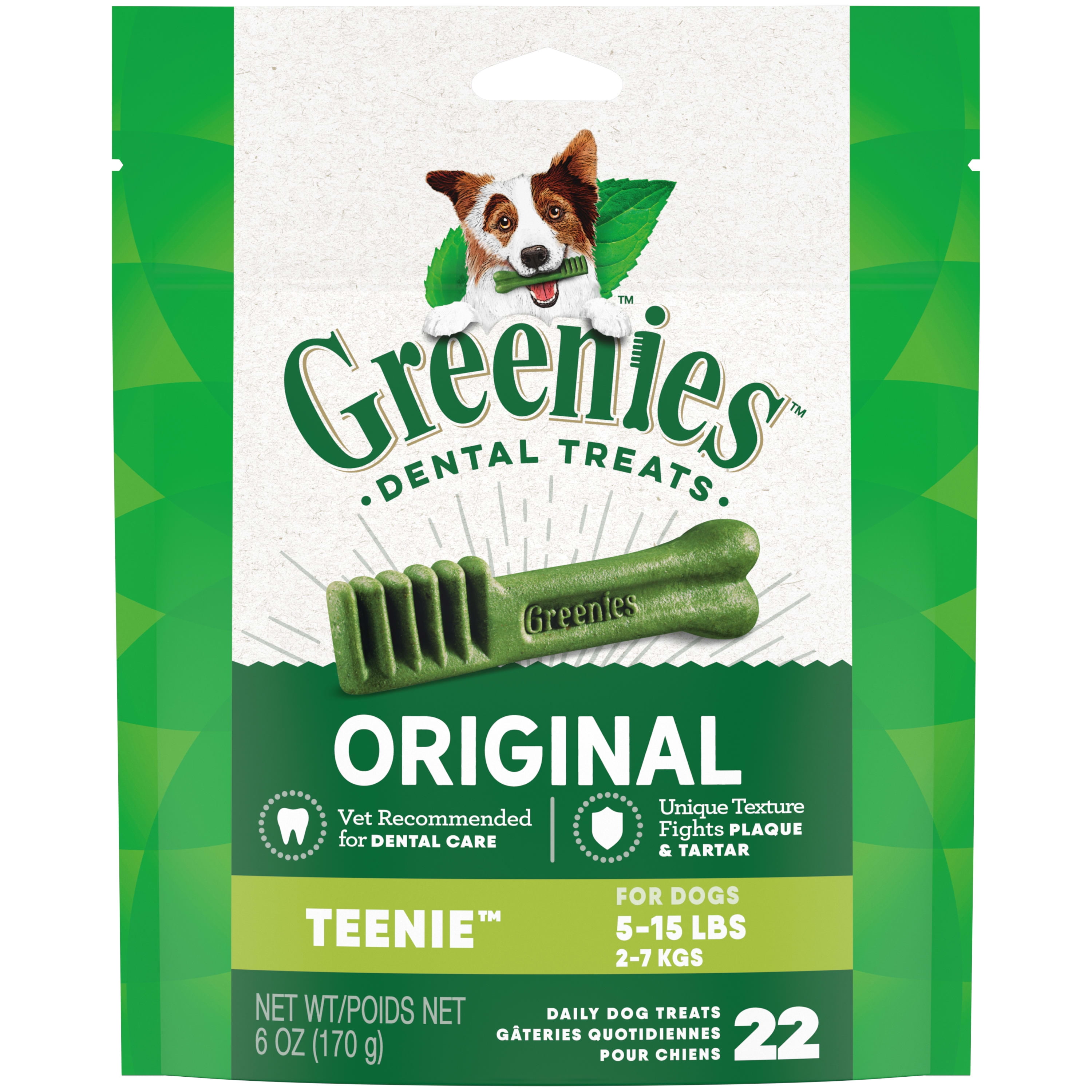 GREENIES Original Flavor TEENIE Size Dental Chew Treats for Dogs, 6 oz. Pack (22 Treats)