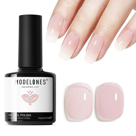 Modelones Jelly Gel Nail Polish, 15 ML Neutral Sheer Milky White Nude Pink Gel Polish Translucent Soak off LED Nail Gel DIY Manicure 2025 New Soap Nails Trend Clear Nail Polish Gift for Girls Women