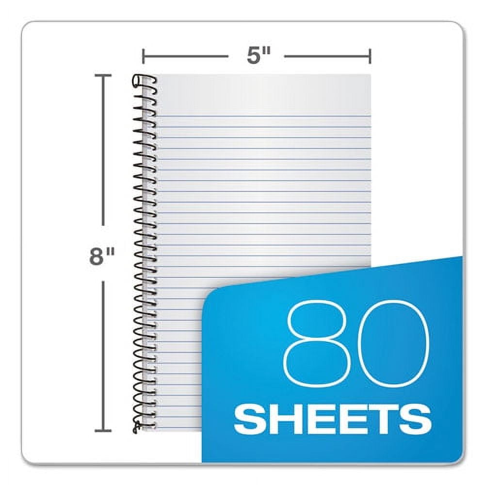 Second Nature Single Subject Wirebound Notebooks, Narrow Rule, Green Cover, 8 X 5, 80 Sheets | Bundle of 5 Each