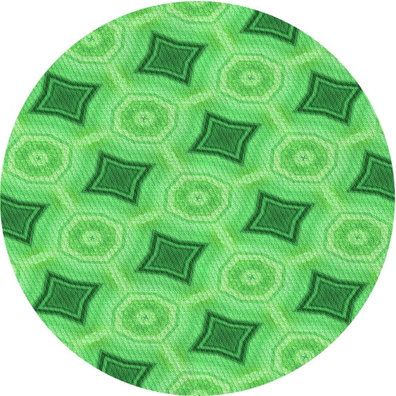 Ahgly Company Machine Washable Indoor Round Transitional Neon Green Area Rugs, 4' Round