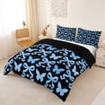 thumbnail image 3 of Erosebridal Black Blue Duvet Cover Set for Girls, Butterfly Bow-Tie Bedding Full, Black Reversible, 1 Duvet Cover and 2 Pillowcases (No Comforter), 3 of 5