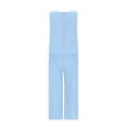 thumbnail image 5 of Htigea Two Piece Sets for Women Summer Outfits Lounge Sets Mock Neck Tops Wide Leg Crop Pants Vacation Travel Outfits Today Sales Light Blue,XXL, 5 of 7