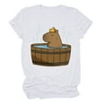 thumbnail image 3 of LINGLANG Womens Tops Casual Graphic T Shirt Capybarselfie Cute Cartoon Printed T Shirt Color Under $5, 3 of 3