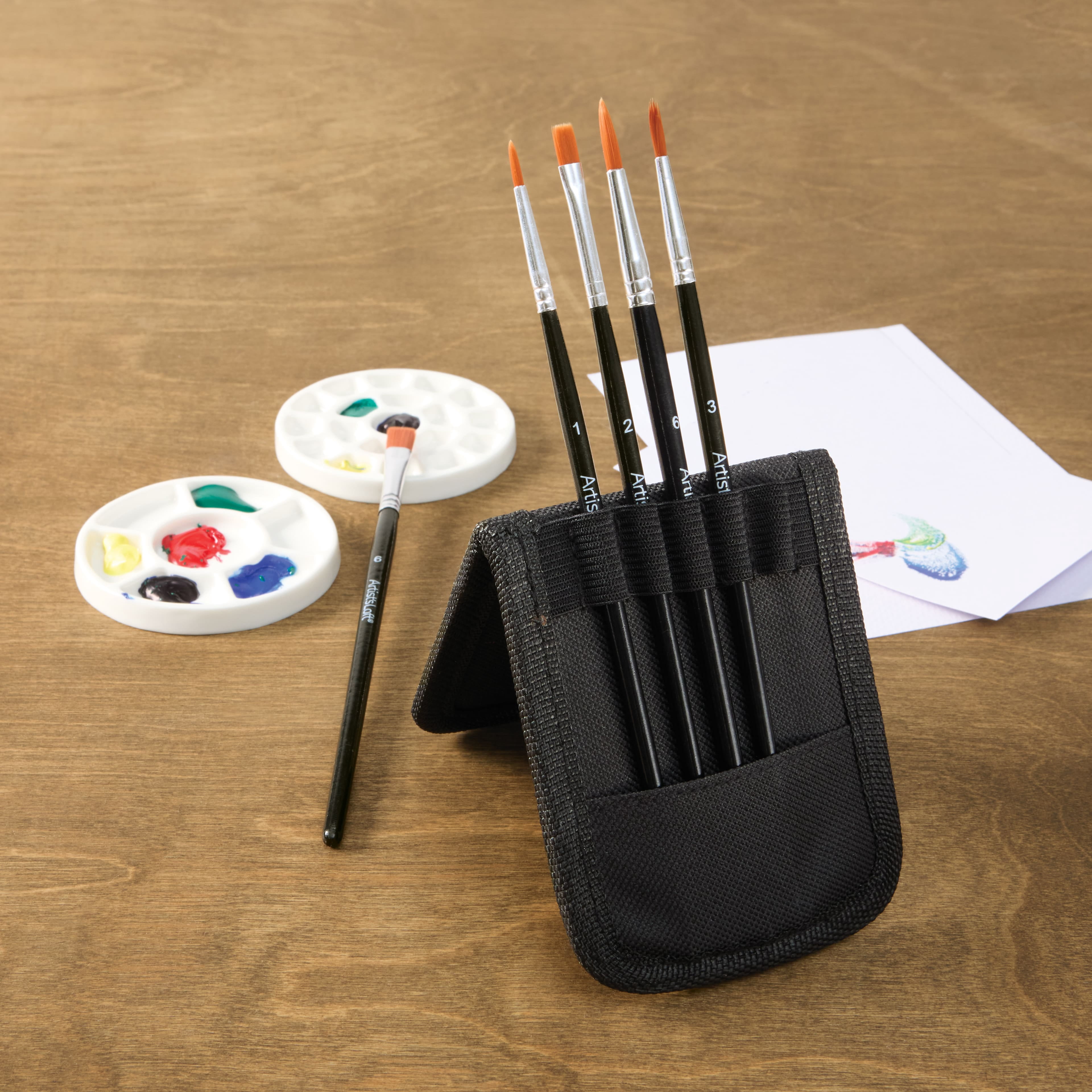 Artist's Loft Artists Loft Watercolor Brush Set, Travel Disassembling Taklon, Black, 5-Piece