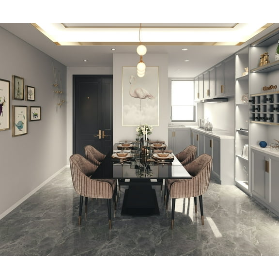 Dining Table PARMA 62(94)x35x29 Laminam Naturali Noir Desir