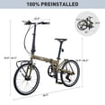 thumbnail image 3 of Birch 20 Inch Folding Bike for Adult Shimano 7 Speed with Front Storage Rack Dual V Brakes 100% Preinstalled, Green, 3 of 8