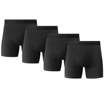 4PK Mens Cotton Boxer Briefs Tagless Comfort Flex Underwear With Opening Fly