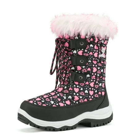 

Dream Pairs Kids Boys & Girls Winter Mid Calf Knee High Waterproof Winter Outdoor Snow Boots Nordic Black/Pink Size 4