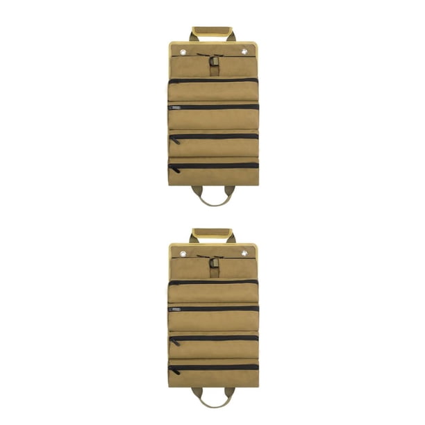 Scienceny Herramienta de tela con bolsa desmontable, herramienta pesada para rollo duradero y confiable con bolsa multibolsillo, bolsa de caqui 2Conjunto