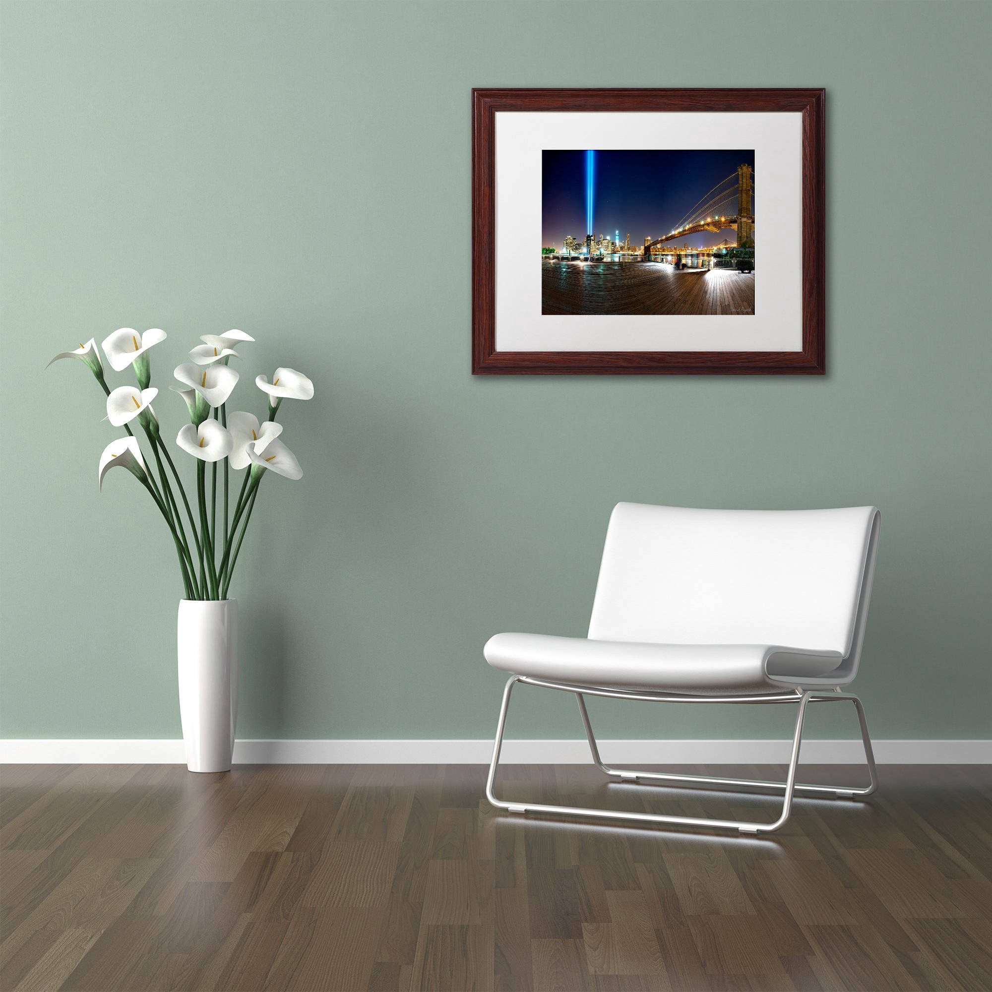 Trademark Fine Art "Never Forget" Canvas Art by David Ayash White Matte, Wood Frame