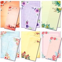 Anzon Mories 72 Pcs Stationery Set A4 (48 Sheets Writing Letter 24 Envelopes), Vintage Floral Japanese stationary Paper 2 Side Unlined, Printer Friendly
