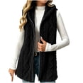 thumbnail image 2 of Tusihei Women's Sleeveless Hooded Zip Up Fleece Vest Lightweight Warm Jacket Casual Solid Long Outerwear for Daily Wear Comfortable Layering Piece, Black M, 2 of 8