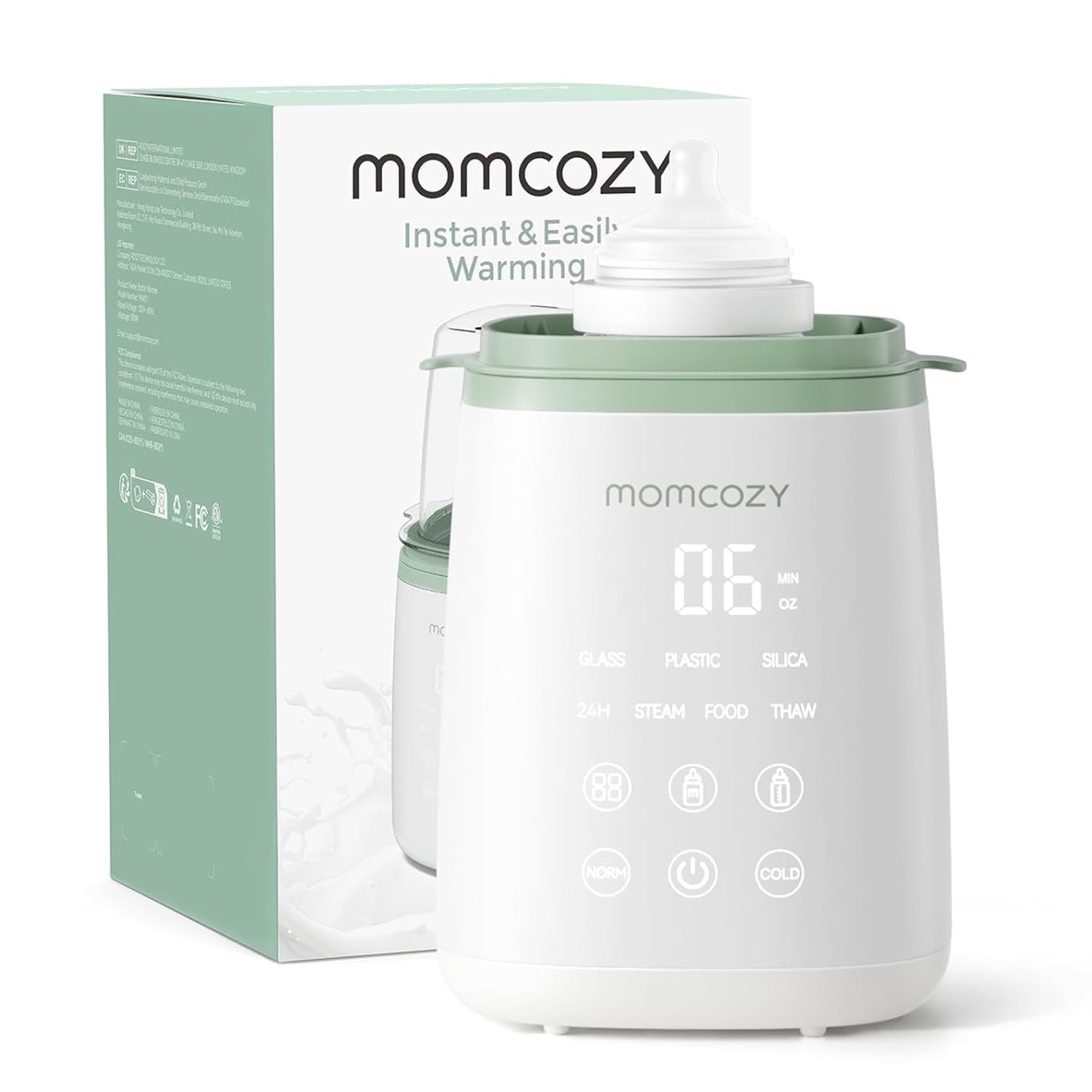 Momcozy Baby Bottle Warmer, 6-in-1 Baby Milk Warmer with Smart Temperature Control, Breastmilk Warmer, Fast Baby Food Heater, Steam Sterilizer