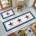 thumbnail image 6 of Independence Day Kitchen Rugs and Mats Set of 2, 4th of July Stars on White Non-Slip Floor Doormat Comfort Area Runner Rug and Mat, Blue Frame Indoor Entrance Carpet Home Decor, 6 of 6