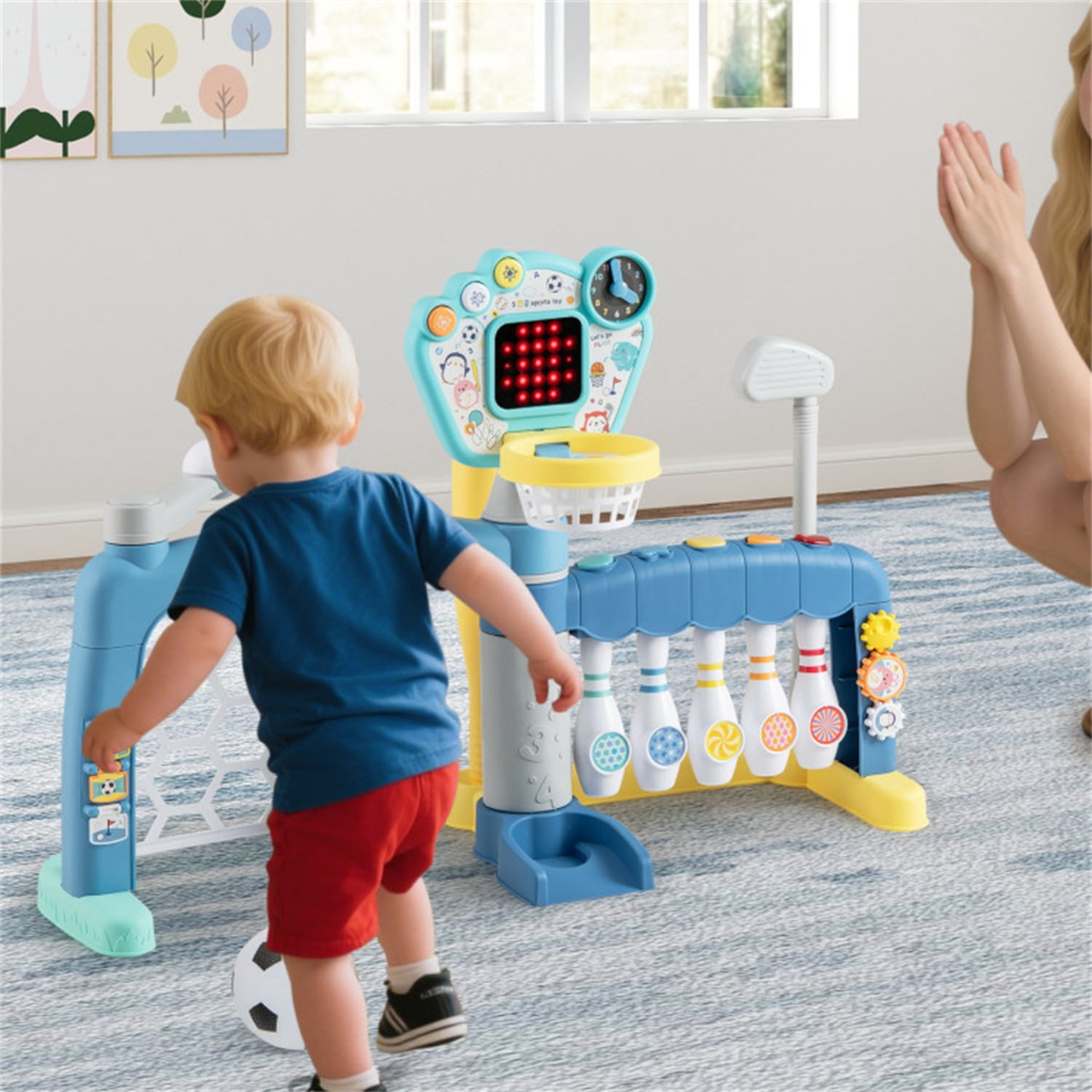 5 in 1 Toddler Sports Activity Center with Basketball Hoop Soccer Golf,  18 Months+​