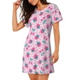 thumbnail image 2 of Vsdgher Chemise de Nuit à Manches Courtes pour Femmes Motif Cerise Fraise Col Rond Mignonne Robe de Nuit à Volants Confortable, 2 of 6