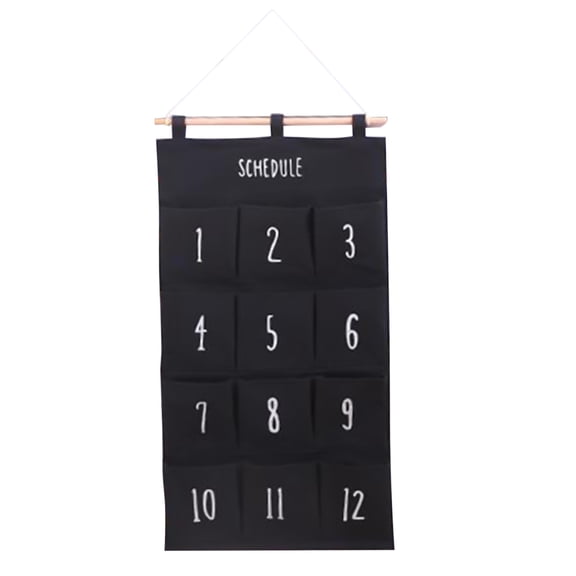 Iumwxz Hanging Storage Organizer with Multiple Pockets Canvas Fabric Wall or Door Mounted Organizer for Bathroom Bedroom Kitchen Closet Dormitory 28.34x14.96 Inches in Black White or Gray