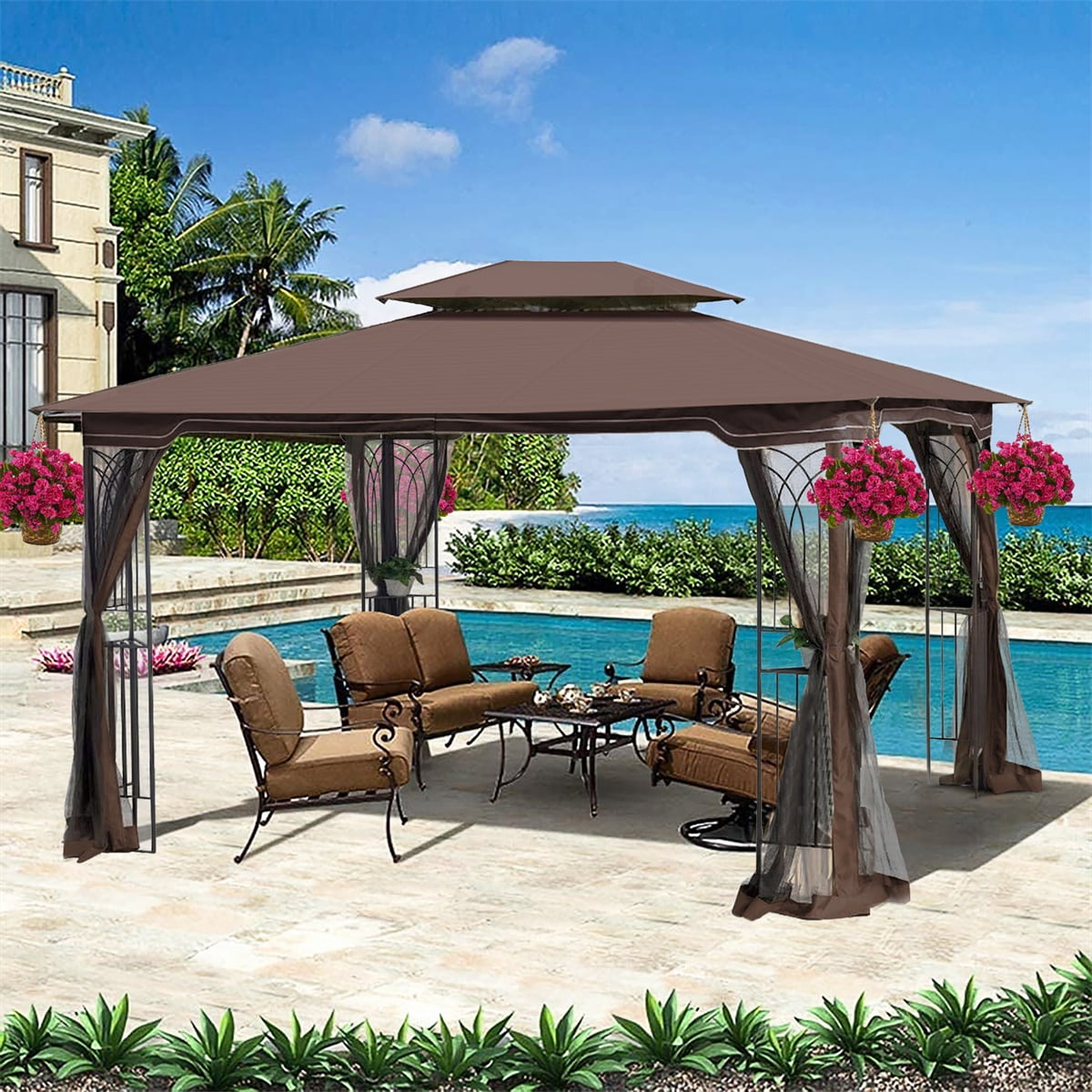 kapimo Hommoo Gazebo Canopy,13x10ft Gazebo Canopy, Double Roof