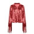 thumbnail image 3 of Lindreshi Shackets for Women 2023 with Pockets Fashion Women Casual Vacation Style Solid Color Fringe Sequin Long Sleeve Tops Coat, 3 of 4