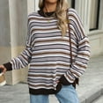 thumbnail image 5 of Diufon Womens Sweaters Trendy Stripe Printed Pullover Tops Round Neck Long Sleeve Tops, 5 of 7