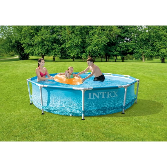 Intex 10' X 30" Beachside Metal Frame Swimming Pool with GFCI 330 GPH Filter Pump Model 28207EH