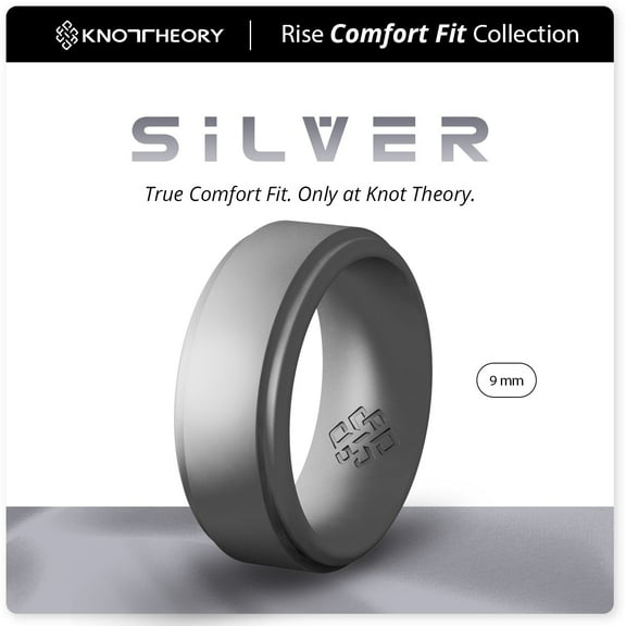 Silver Step Edge Breathable Silicone Ring for Men 9mm Bandwidth