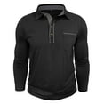 thumbnail image 4 of HOMADLES Button Men Polo T-Shirts with Pocket on Front Long Sleeve Lapel Soft Stretch Golf Shirt C Black L, 4 of 6