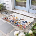 thumbnail image 2 of Colorful Spring Floral Doormat Outdoor Entrance 18"x30", Elegant Summer Botanical Watercolor Absorb Moisture Dirt Door Mats, Non-Slip Rubber Backing Floor Mats Indoor, Low-Profile Front Door Rugs, 2 of 9