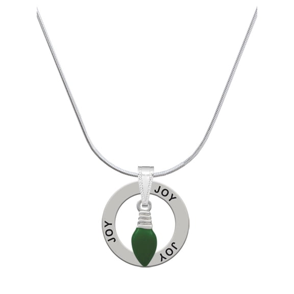 Delight Jewelry Silvertone Green Christmas Light Joy Ring Charm Necklace, 18"