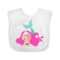 Inktastic Cute Mermaid, Pink Hair, Little Mermaid, Starfish Girls Baby Bib
