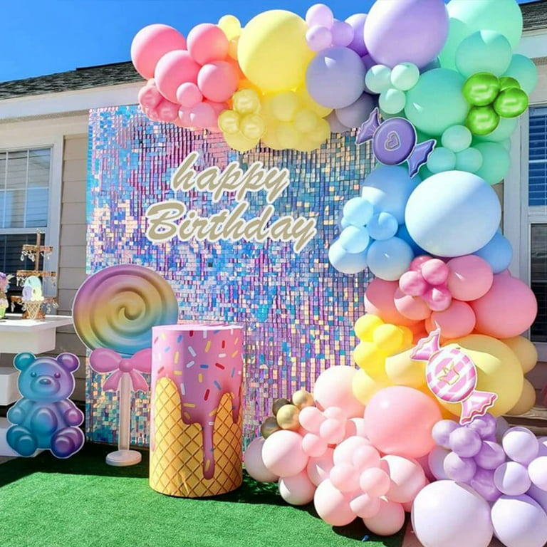Pastel Party Balloon Garland Arch Kit Kysmn 185pcs Assorted Macaron Balloons Rainbow Balloons Garland Kit for Magical Unicorn Baby Shower Ice Cream