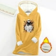thumbnail image 2 of Feancey Halloween Womens Fleece Hoodie Novelty Ghost Graphic Pullover Sweatshirts Hooded Long Sleeve Sherpa Lined Thermal Tops Yellow M, 2 of 4