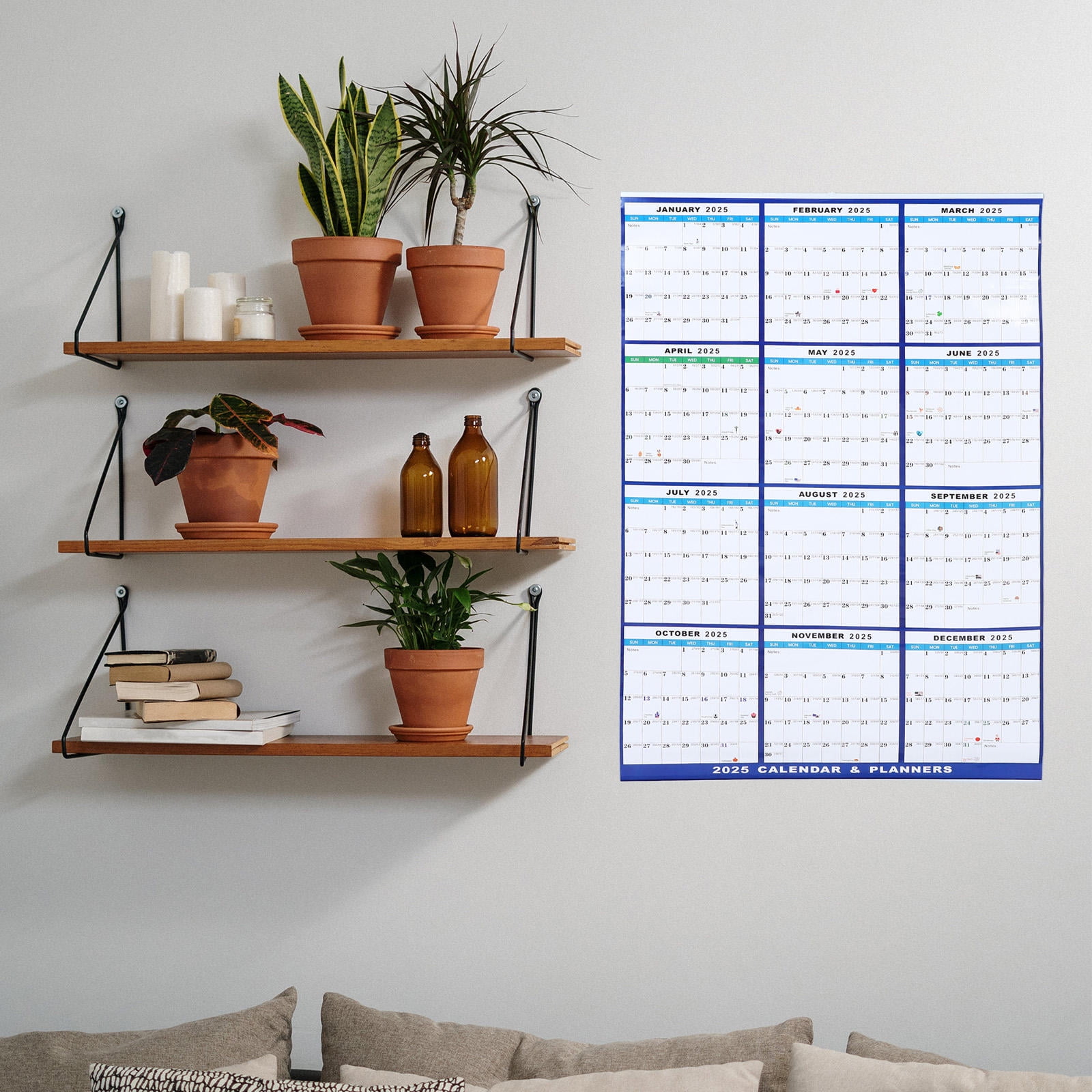 EXHUMKY 2025 White Board for Wall Wall Planner Dry Erase Board Blue Sleek Design for Home Use 1Set