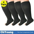 thumbnail image 1 of CNKOO 2Pack 4XL Toeless Compression Socks Unisex Extra Wide Calf Open Toe Support Circulation 20-30 mmHg Knee High for Fatigue Pain Leg Swelling Soothing Comfy Gradient Support Prevents E, 1 of 10