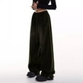 thumbnail image 5 of qolati Wide Leg Sweat Pants for Womens Y2k Trendy High Waisted Baggy Cargo Sweatpants Casual Drawstring Streetwear Workout Pants with Pockets Black M 4, 5 of 6