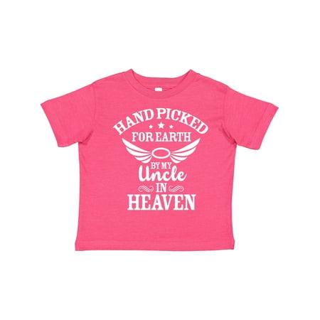 

Inktastic Handpicked for Earth by My Uncle in Heaven with Angel Wings Gift Toddler Boy or Toddler Girl T-Shirt