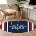 thumbnail image 4 of Round Rugs 4Ft, Navy Blue Red Stripe Round Area Rug Washable Indoor Throw Carpet, Coastal Nautical Rudder Farmhouse Soft Non Slip Circle Rug for Kitchen Nursery Room Home Decor Aesthetic, 4 of 8