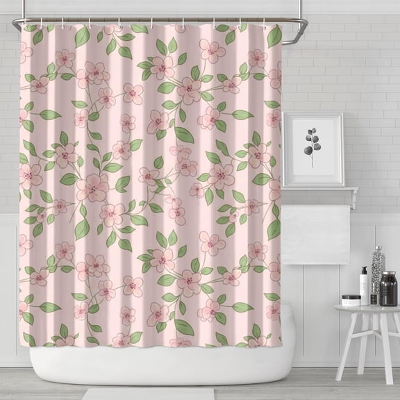 Pioneer Flower Floral Print Pattern Shower Curtain 84"x72", Bathroom Decorative Shower Curtain Set with 12 Hooks, Waterproof Washable