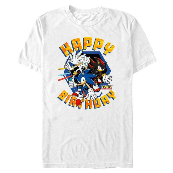 Mens Sonic the Hedgehog Happy Birthday Team T Shirt