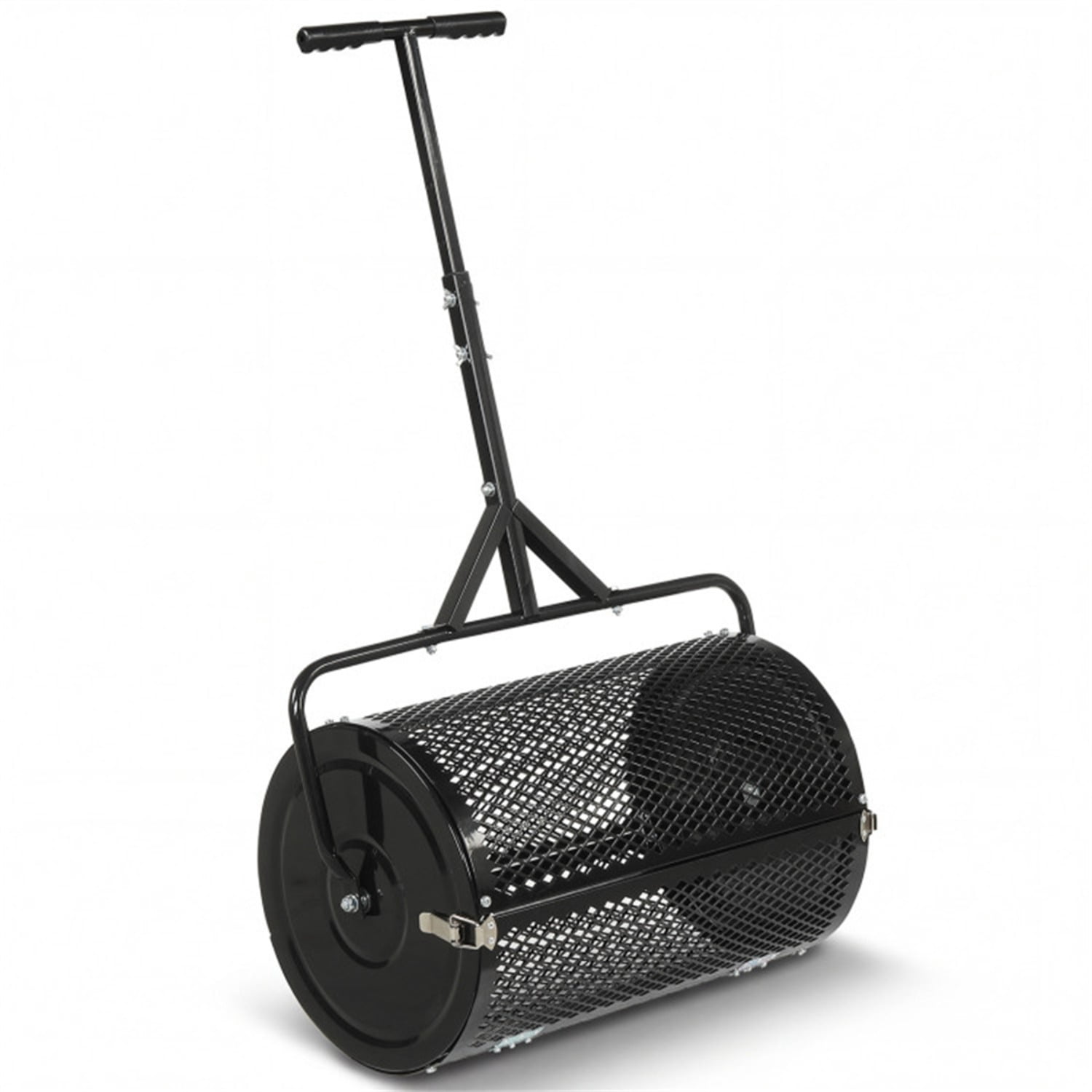 24" Lawn Topdressing Spreader with 0.75"×0.5" Mesh, Compost Spreader for Soil Sand Fertilizer Black