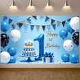 thumbnail image 6 of Blue Theme Happy 1st Birthday Banner Gold Stars First Birthday Display Balloon Decor Cake Design 1st Birthday Backdrop for 1st Birthday Party Baby Boy Birthday Indoor Celebration, 6 of 9