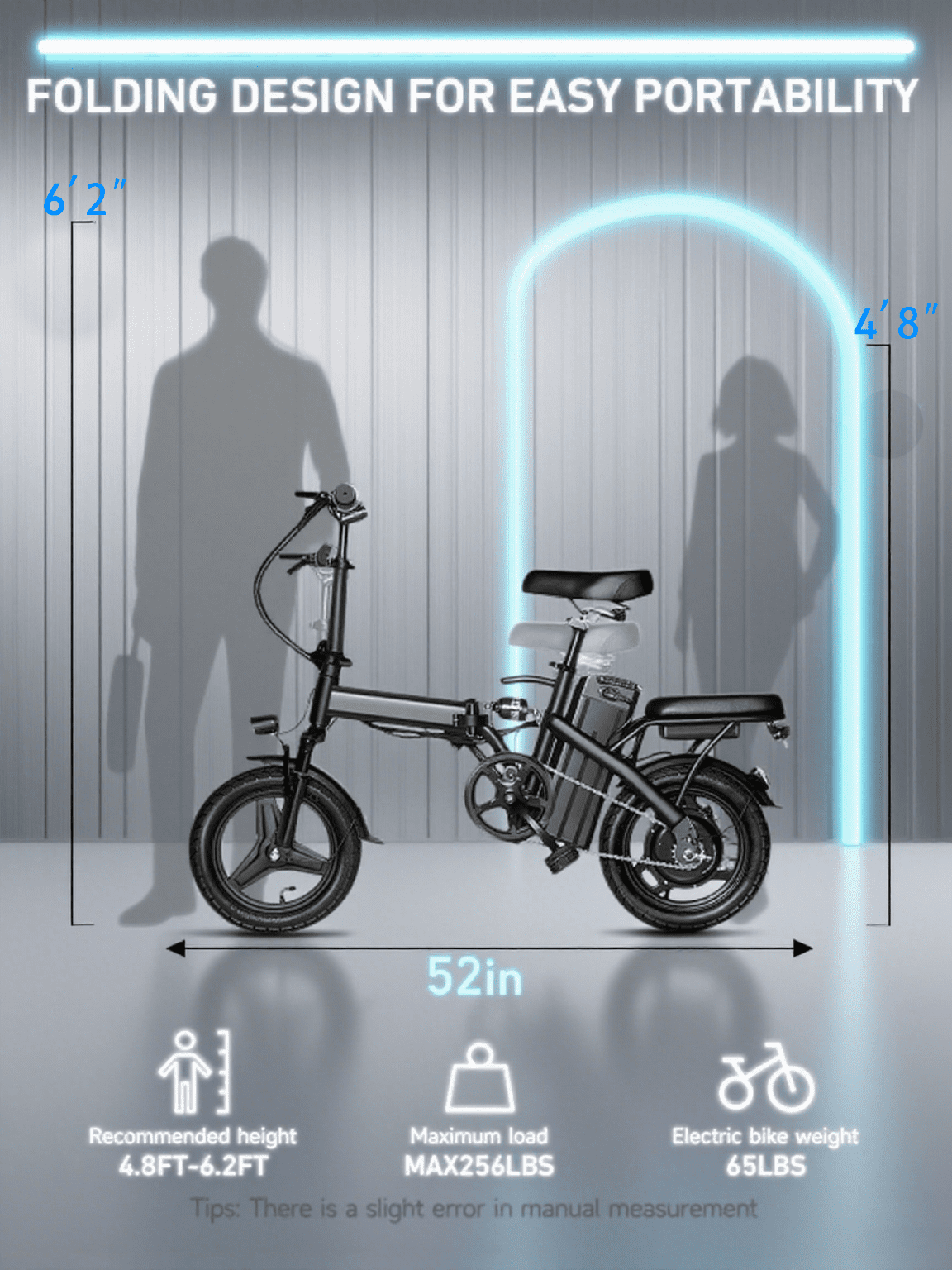 SHCNTEKU 14IN Folding ebike for Adults,500W Peak Motor 576Wh Removable Battery,25 miles 20mph Clearance e bicycles,UL 2849