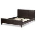 thumbnail image 2 of Euro Complete Faux Leather Upholstered Platform Bed and Bedding Support System with 30-Inch Headboard, Sable Finish, King, 2 of 5