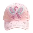 thumbnail image 2 of Breast Cancer Awareness Hats for Women Fashion Casual Adjustable Sun Hats Womens Breathable Lightweight Floral Print Cap c, 2 of 2